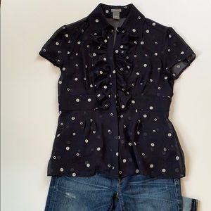 Ann Taylor Navy Blouse